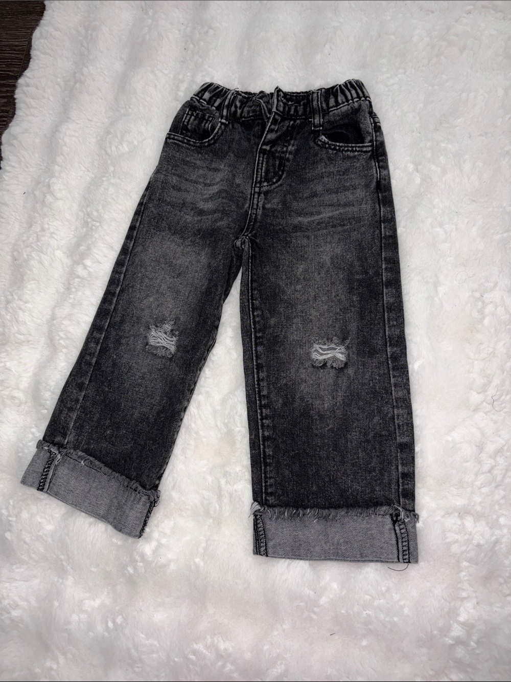 Kids Black Washed Distressed Denim Jeans